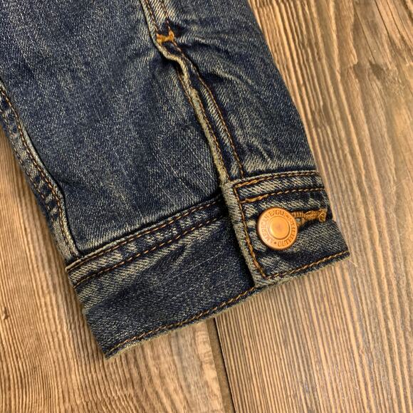American Eagle Denim Trucker Jacket Sherpa Lined Size Small - Picture 4 of 6